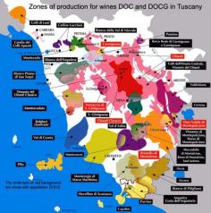 [Map] "Zone of Production for Wines DOC and DOCG in Tuscany (Italy)" Courtesy by Fisar.org