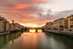 Florence, Florence, Italy - Sunset over the Fiume Arno in #Florence, #Italy.