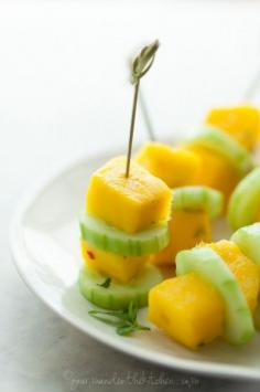 Mango Cucumber Salad Skewers #vegan #raw #summer #appetizer