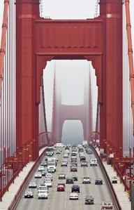 Traffic on Golden Gate Bridge, San Francisco, United States.