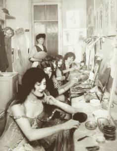 Inside a dressing room at the Moulin Rouge, c.1915. | Retronaut     ᘡղbᘠ