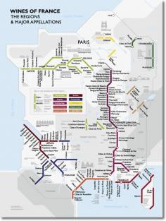 [Metro map] "Wines of France - The Regions & Major Appellations" by Delongwine.com