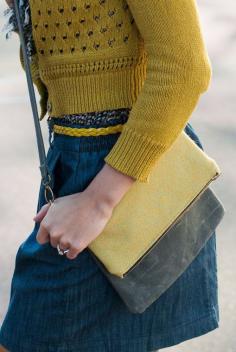 Fold Over Clutch / Crossbody Bag / Wool Bag