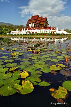 Ho Kham Luang Royal Pavilion, Chiang Mai, Thailand -   This building featured Lanna architecture, the architectural style of northern Thailand; inside, visitors saw pictures of King Bhumibol's works and his dedication.  Photo by  Suradej Chuephanich