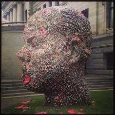 Gum Head is an interactive #art installation. The public are encouraged to add their used chewing gum to 'grow' the art. Discovered by freetobe_mel at Vancouver Art Gallery, #Vancouver, #BritishColumbia