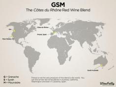 [Map] “GSM, The Côte du Rhône Red Wine Blend” Dec-2013 by Winefolly – (G=Grenache, S=Syrah; M=Mourvèdre)