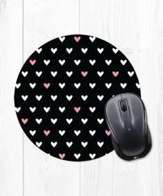 Heart Pattern Mousepad Peach Coral Pink and Black