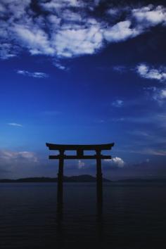 Torii Gate in Lake Biwa, Shirahige Shrine, Shiga, Japan