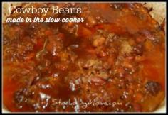 Cowboy Beans are a hearty dish made in the slow cooker.