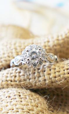 14k White Gold Victorian Halo Engagement Ring