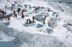 Pamukkale Hot Springs, Turkey — white limestone makes these hot springs look otherworldly, like something from a Star Trek movie.