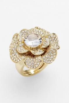 Ariella Collection Pave Flower Cocktail Ring