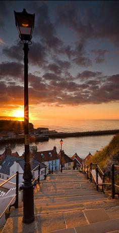 Steps to the sea in Whitby, North Yorkshire, England