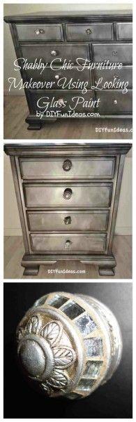 RIDICULOUSLY AWESOME SHABBY CHIC FURNITURE MAKEOVER USING LOOKING GLASS PAINT #shabbychic