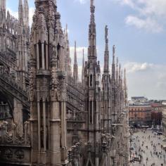 Hard to get a picture without all the scaffolding. Take the stairs to the top. Absolutely amazing! Discovered by Charlene Wiscombe at Duomo di Milano, #Milan, #Italy