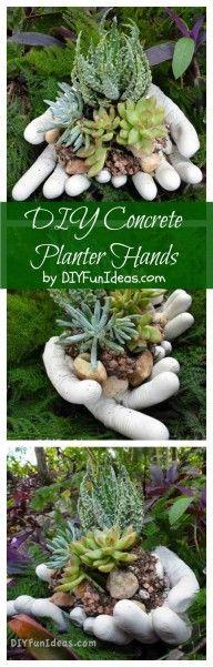 DIY concrete planter hands #diyplanter