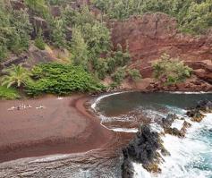 Red sand beach in Kaihalulu, Maui.