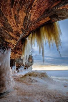 Ice caves on Apostle Islands, Bayfield, Wisconsin