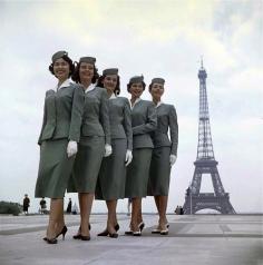 Flight attendants in Paris, 1958