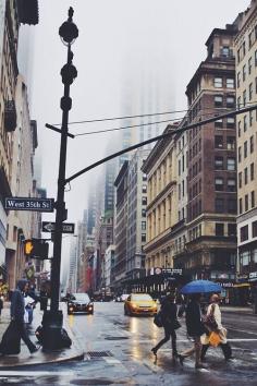 Rain in Manhattan,  New York City, United States.