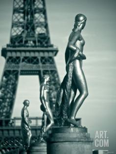 Eiffel Tower and Palais de Chaillot Statues, Paris, France Photographic Print by Jon Arnold at Art.com