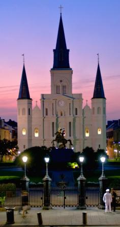 St. Louis Cathedral, New Orleans from Jackson Square at dusk