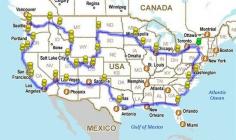
                        
                            Map of route to see all major US landmarks.
                        
                    