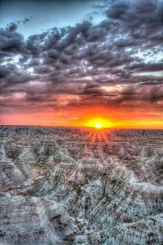 Sunrise at Badlands National Park in southwestern South Dakota, USA