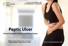 Causes of peptic ulcers:  Stress and Diet are the big cause of ulcer. It occurs when
acid in the digestive systems eats the inner lining of stomach, esophagus or small intestine n.  this creates  abdominal pain and may bleed.