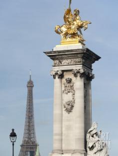 Decorated Pillar of Alexandre Iii Bridge and the Eiffel Tower, Paris, France, Europe Photographic Print by Richard Nebesky at Art.com