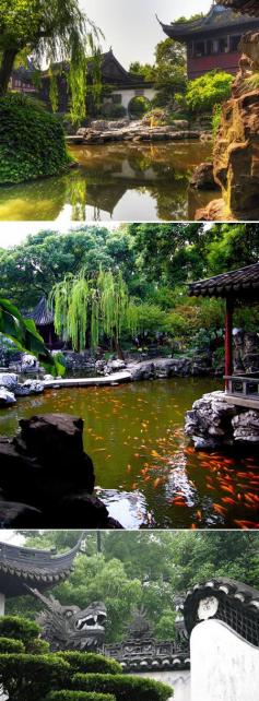 
                        
                            Yuyuan Garden – CHINA.  Yuyuan Garden is believed to be built in the Ming Dynasty more than 400 years ago. Built in traditional Chinese style with numerous rock and tree garden areas, ponds, dragon-lined walls and numerous doorways and zigzagging bridges separating the various garden areas and pavilions.
                        
                    