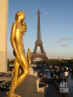 Statues of Palais De Chaillot and Eiffel Tower, Paris, France, Europe Photographic Print by Richard Nebesky at Art.com