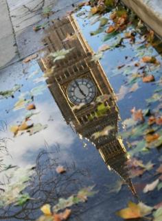 Reflection of the Big Ben in London, England