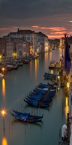 Gran Canal by night, Venice, Italy