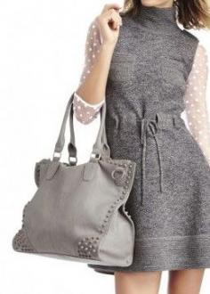 
                        
                            Women's Ash Grey Vegan Leather Tonal Stud Tote
                        
                    