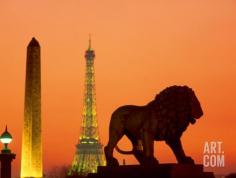 Place de la Concorde, Eiffel Tower, Obelisk, Paris, France Photographic Print by David Barnes at Art.com