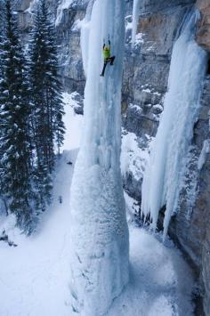 climbing frozen waterfall