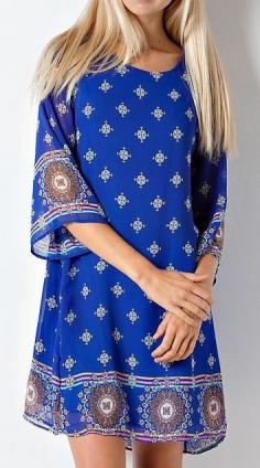 Damask and Moroccan Print Shift Dress