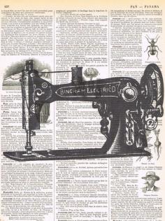 
                        
                            Vintage Sewing Machine Repurposed Antique Book Page Print
                        
                    