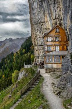 
                        
                            Aescher-Wildkirchli  by Reemt Peters | taken on a very stormy and cloudy day in the swiss alps. this is the guesthouse aescher, located in the region appenzell / wasserauen.
                        
                    