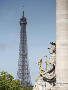 Statue on the Alexandre Iii Bridge and the Eiffel Tower, Paris, France, Europe Photographic Print by Richard Nebesky at Art.com