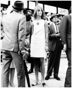 Jean Shrimpton shocking them in 1965 by wearing a miniskirt to the Melbourne Cup race (Australia)