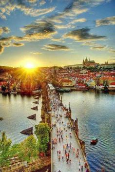Prague at sunset, Czech Republic.