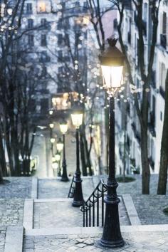 Paris Photograph Paris at Night Street Lamps by GeorgiannaLane