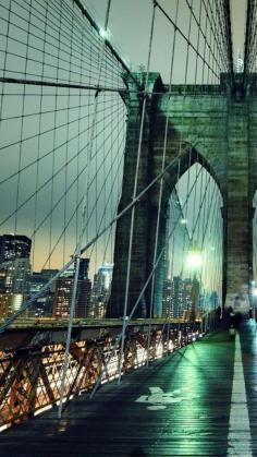 Brooklyn Bridge, night, New York, USA