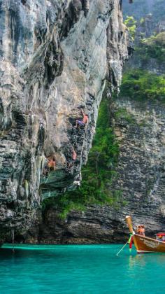 Rock climbing in Tonsai, Thailand.