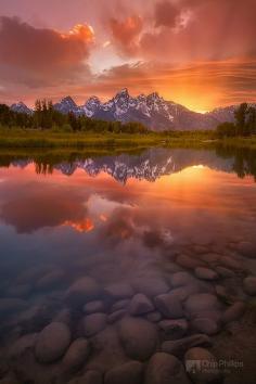 Spectacular Sunset at Grand Teton National Park, Wyoming ❥ڿڰۣ--