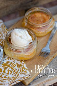 
                        
                            Easy Peach Cobbler in a Jar - so simple to make and delicious!
                        
                    