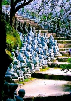 
                    
                        Statue Stairs, Kyoto, Japan.  Dedicated to the Ashikaga family, the statues represent each Ashikaga ruler.The Ashikaga clan was a prominent Japanese samurai clan which established the Muromachi shogunate and ruled Japan from roughly 1336 to 1573
                    
                
