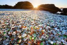 
                    
                        Sea Glass Beach, Fort Bragg, CA, up until 1967, this area was used as a sort of dump for locals. Fires were set to reduce the refuse of trash dumped there, and with the effects of surf and time, the area transformed and became covered in pieces of smooth sea glass, of all colors and sizes. It’s like walking over gemstones. The beach is now protected, and therefore it is prohibited to remove any pieces of glass form there.
                    
                